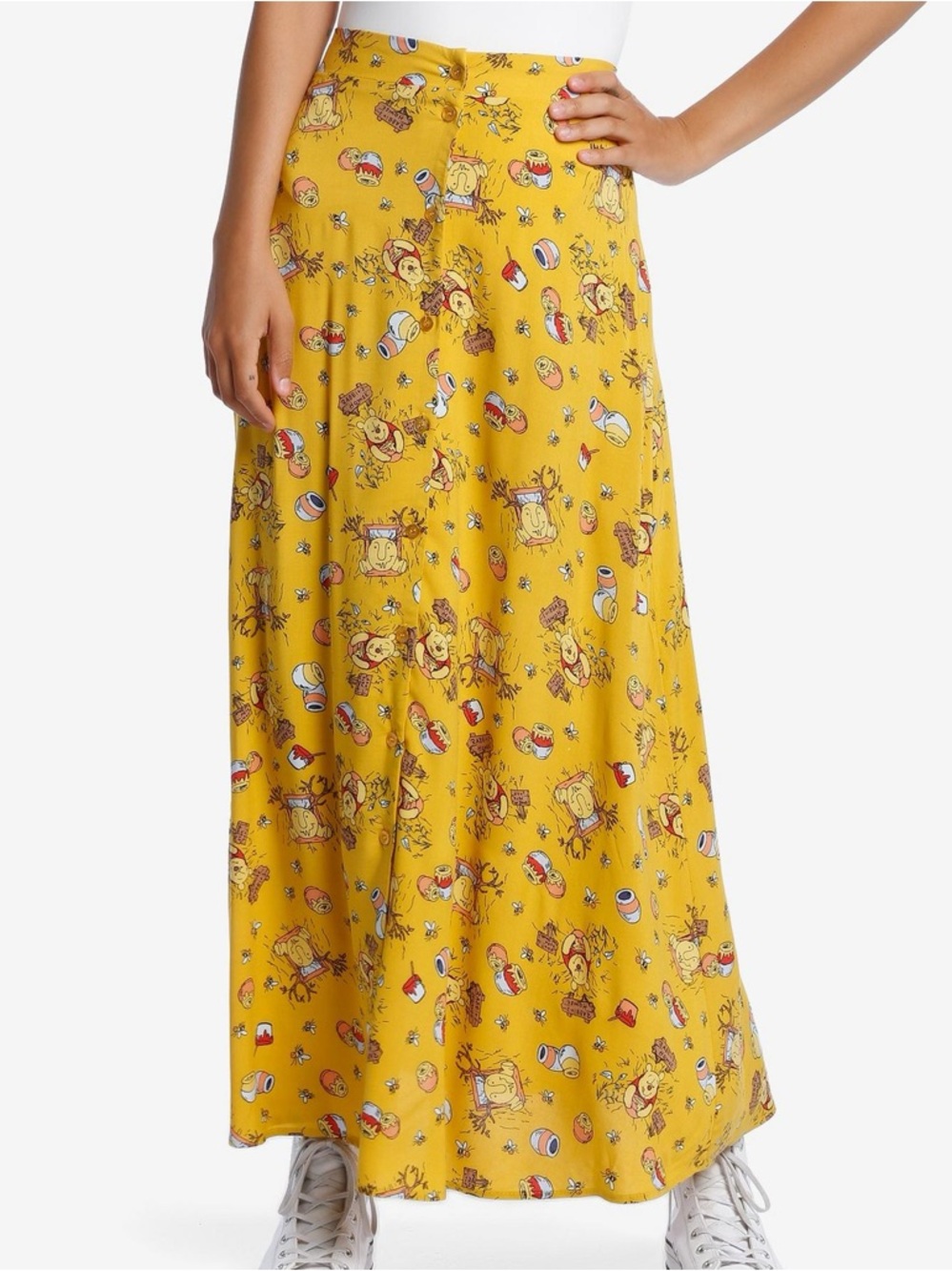 Disney Winnie The Pooh Button-Front Midi Skirt Plus Size 2